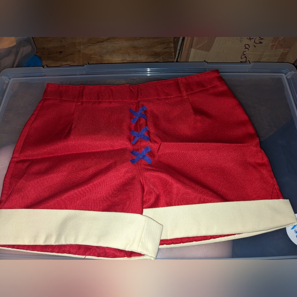 Red Shorts with cream cuffs